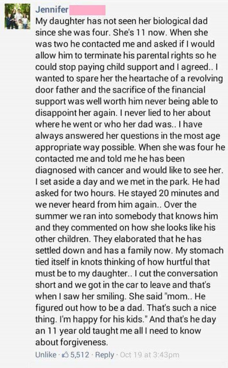 El padre de su hija las abandonó y ella le escribió una increíble carta