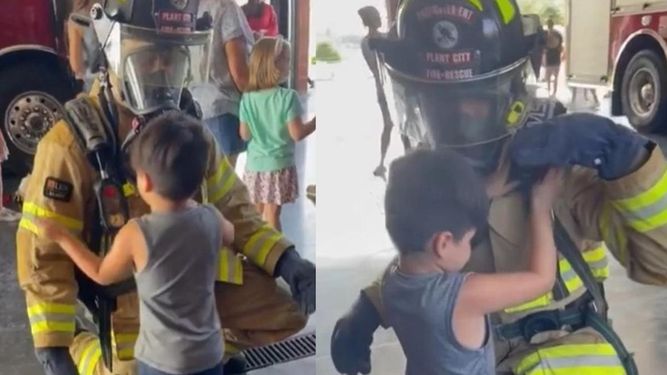 Viral en redes: el conmovedor primer encuentro de un niño ciego con un bombero